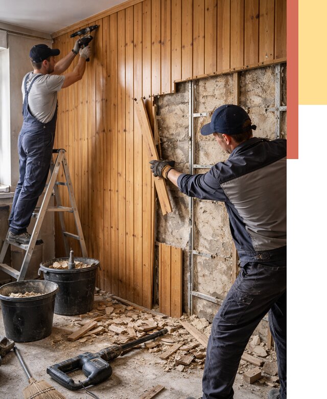 Демонтаж вагонки со стен в Новом Уренгое от 1508 руб. — снятие, удаление, срочно | ОТДЕЛОЧНИК-Нвг