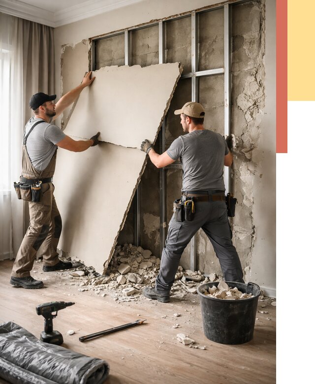 Демонтаж гипсокартона со стен в Новом Уренгое от 364 руб. — услуги демонтажа | ОТДЕЛОЧНИК-Нвг