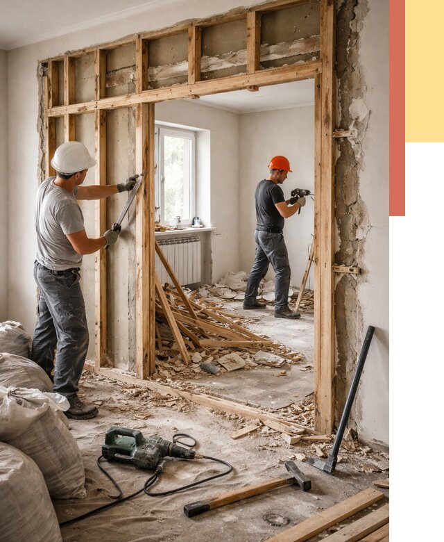 Демонтаж деревянных перегородок в Новом Уренгое от 3327 руб. — быстро и недорого | ОТДЕЛОЧНИК-Нвг