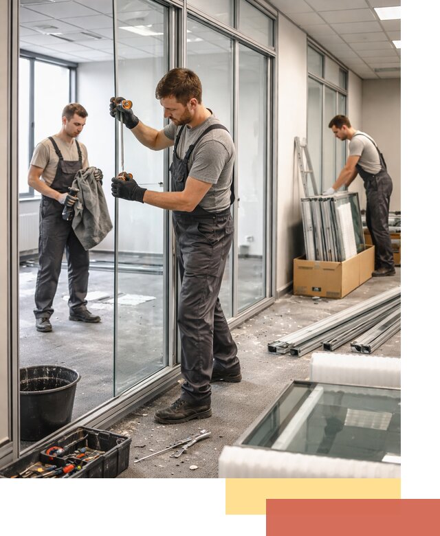 Демонтаж стеклянных перегородок в Новом Уренгое быстро и безопасно