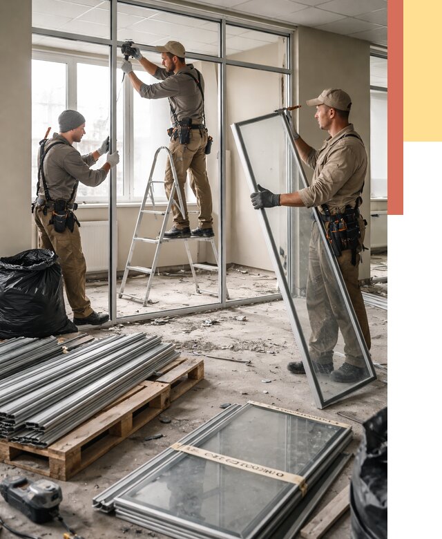 Демонтаж алюминиевых перегородок в Новом Уренгое от 4367 руб. — быстро и недорого | ОТДЕЛОЧНИК-Нвг