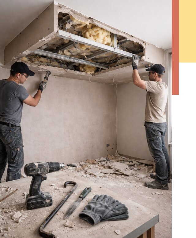 Демонтаж короба из гипсокартона в Новом Уренгое от 1580 руб. — быстро и недорого | ОТДЕЛОЧНИК-Нвг