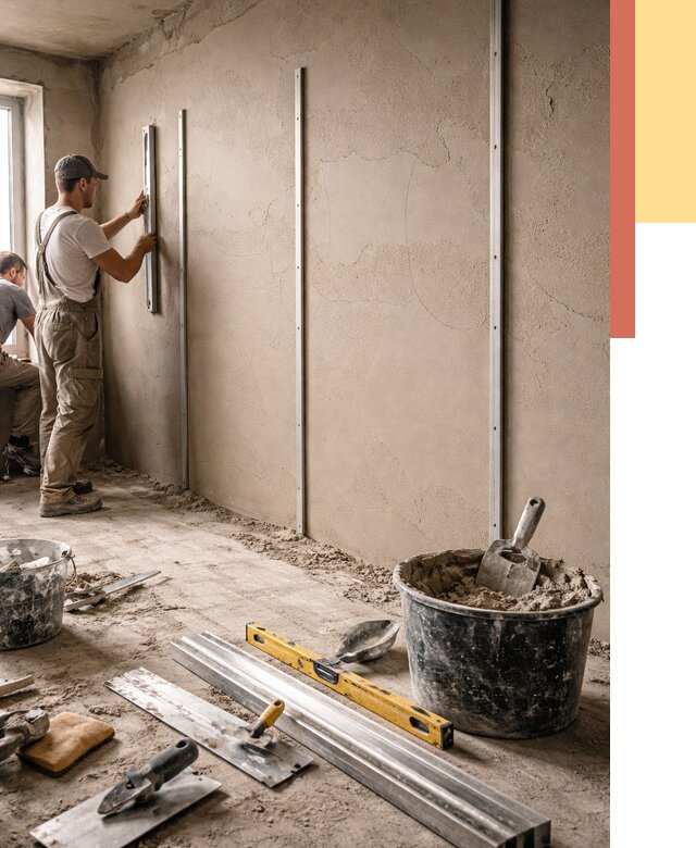 Штукатурка стен по маякам в Новом Уренгое от 5719 руб./м² — выравнивание под ключ | ОТДЕЛОЧНИК-Нвг