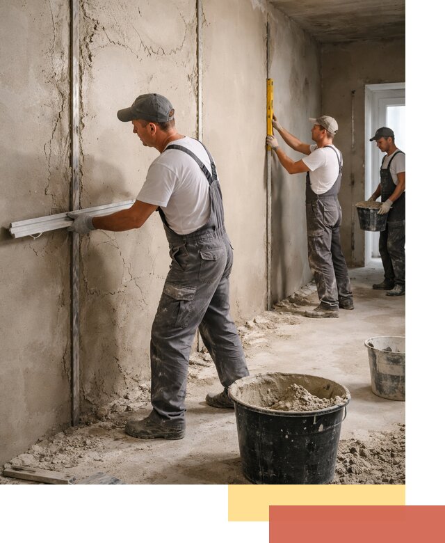 Штукатурка стен по маякам в Новом Уренгое — точная и ровная поверхность