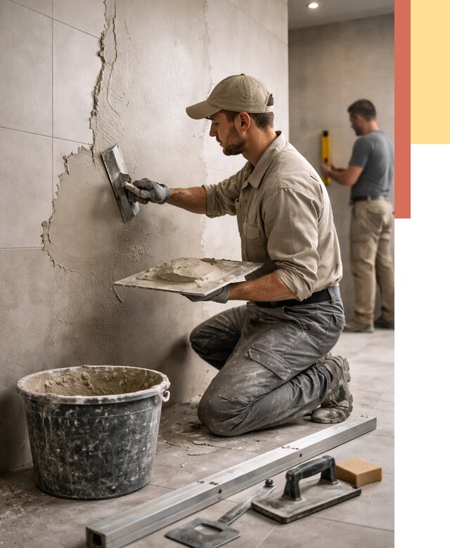 Штукатурка стен в ванной в Новом Уренгое от 4679 руб./м² — выравнивание под ключ | ОТДЕЛОЧНИК-Нвг