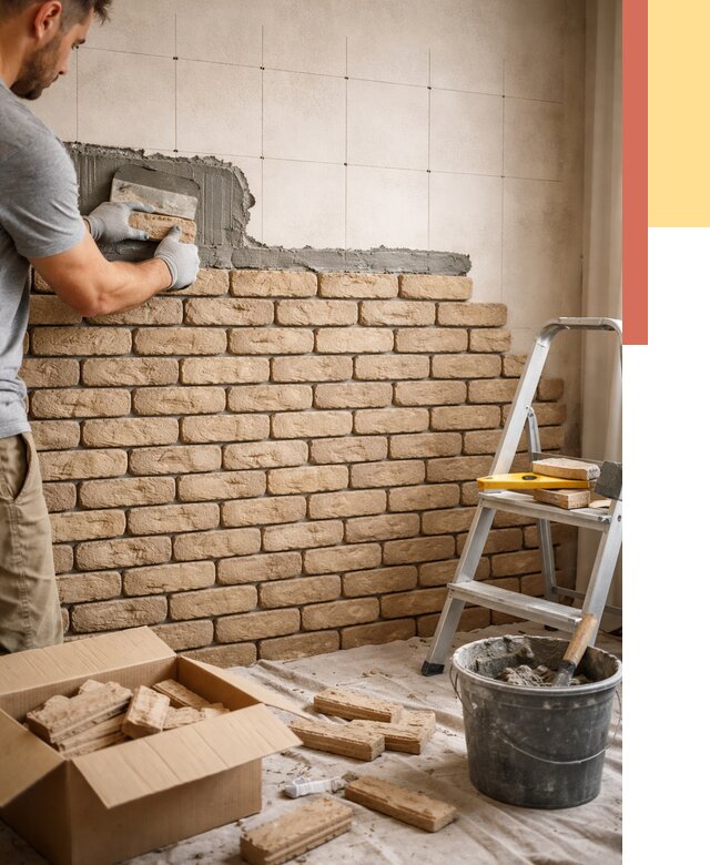 Монтаж декоративного кирпича в Новом Уренгое от 3327 руб./м² — быстро и недорого | ОТДЕЛОЧНИК-Нвг