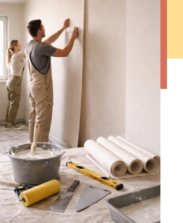 Поклейка бумажных обоев в Новом Уренгое от 5719 руб./м2 — быстро и недорого | ОТДЕЛОЧНИК-Нвг