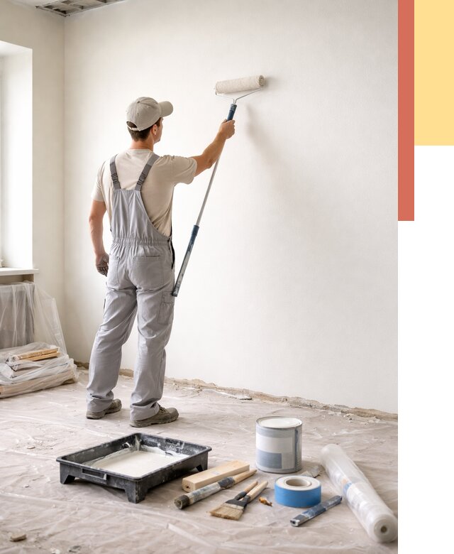 Покраска стен водоэмульсионной краской в Новом Уренгое от 468 руб. за м² | ОТДЕЛОЧНИК-Нвг