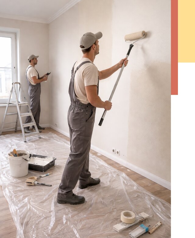 Покраска стен акриловой краской в Новом Уренгое от 3639 руб./м² — быстро и недорого | ОТДЕЛОЧНИК-Нвг