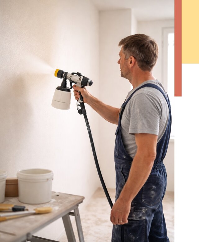 Покраска стен краскопультом в Новом Уренгое от 7799 руб. — механизированная покраска | ОТДЕЛОЧНИК-Нвг