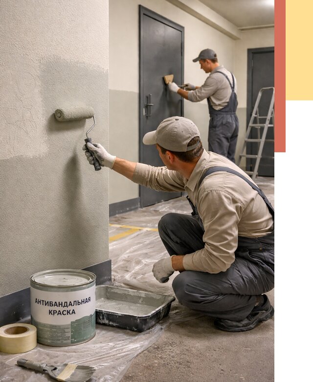 Покраска стен антивандальной краской в Новом Уренгое от 4679 руб./м² под ключ | ОТДЕЛОЧНИК-Нвг