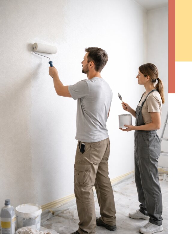 Окраска стен по стеклохолсту в Новом Уренгое от 4679 руб/м² под ключ | ОТДЕЛОЧНИК-Нвг