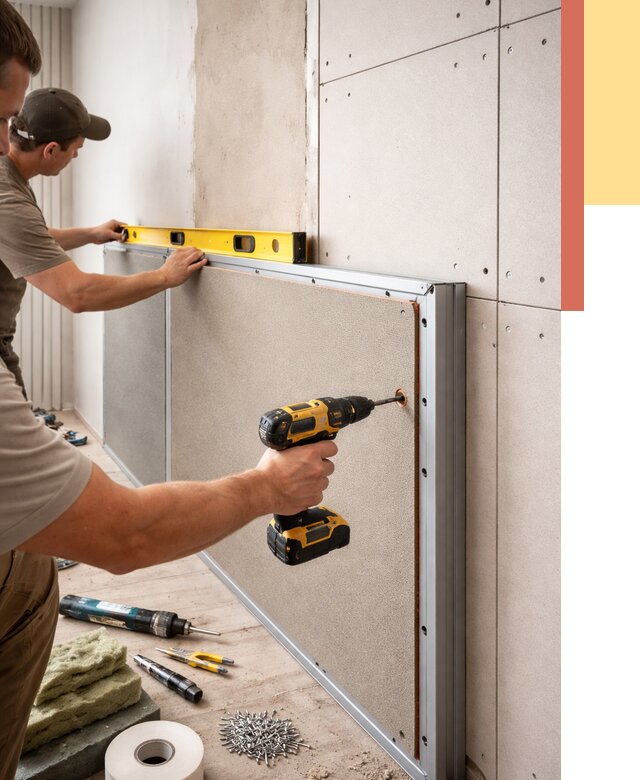 Шумоизоляция стен панелями ЗИПС в Новом Уренгое от 2288 руб./м² под ключ | ОТДЕЛОЧНИК-Нвг