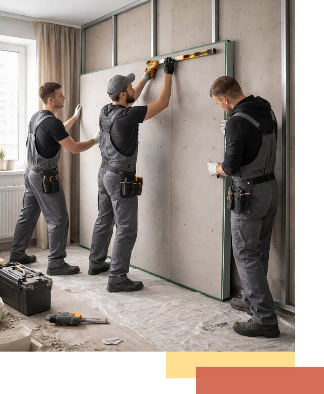 Шумоизоляция стен панелями ЗИПС в Новом Уренгое для жилых и коммерческих помещений