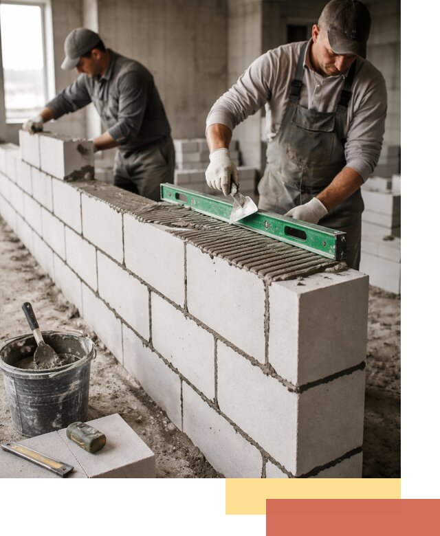 Кладка перегородок из газобетона в Новом Уренгое быстро и качественно