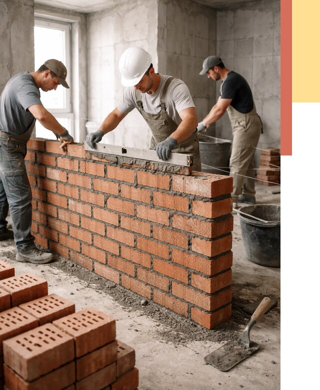 Кладка перегородок из кирпича в Новом Уренгое от 3639 руб. за м² | ОТДЕЛОЧНИК-Нвг