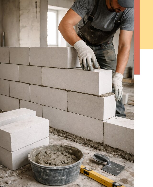 Кладка перегородок из силикатного блока в Новом Уренгое от 4159 руб. под ключ | ОТДЕЛОЧНИК-Нвг