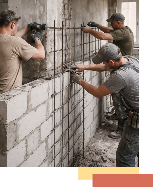 Армирование кладки перегородок в Новом Уренгое профессионально и надёжно