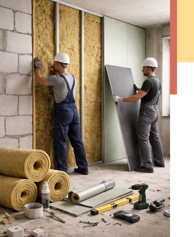 Шумоизоляция перегородок из блоков в Новом Уренгое от 1924 руб./м² — быстро и недорого | ОТДЕЛОЧНИК-Нвг