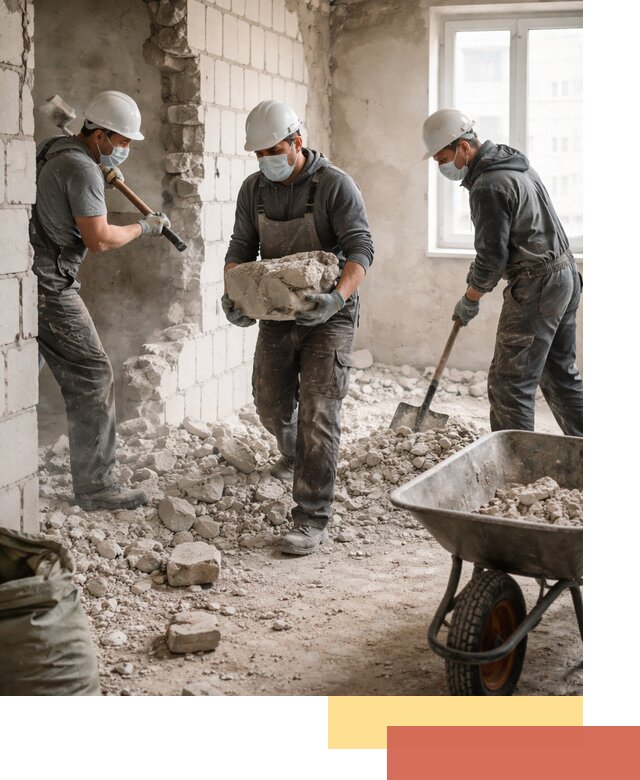 Демонтаж блочных перегородок в Новом Уренгое быстро и аккуратно