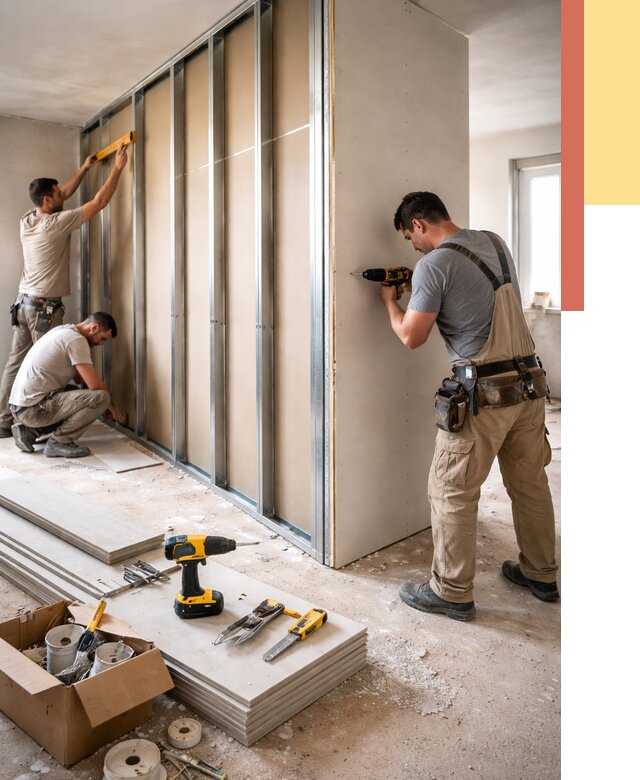 Монтаж однослойной перегородки из гипсокартона в Новом Уренгое от 676 руб. | ОТДЕЛОЧНИК-Нвг