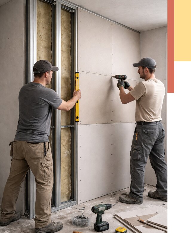 Монтаж двухслойной перегородки из гипсокартона в Новом Уренгое от 1508 руб. | ОТДЕЛОЧНИК-Нвг