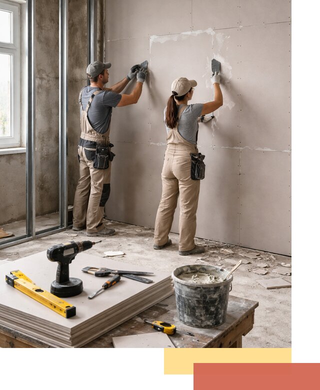 Монтаж двухслойной перегородки из гипсокартона в Новом Уренгое