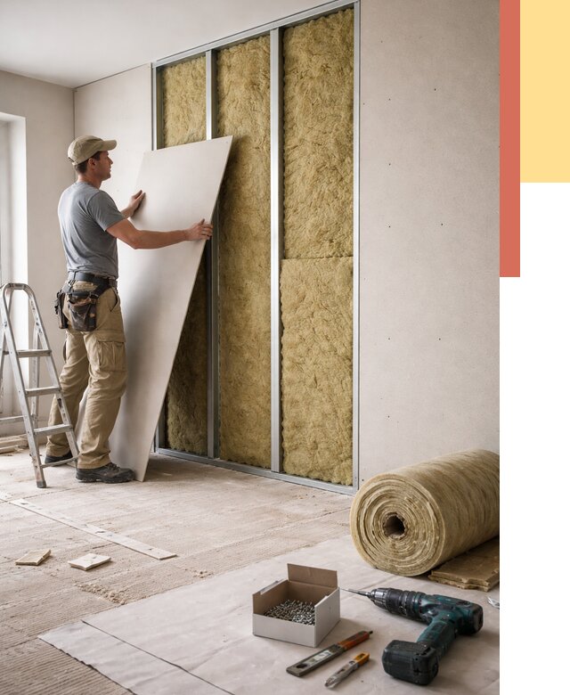 Перегородка из гипсокартона с шумоизоляцией в Новом Уренгое от 3244 руб. | ОТДЕЛОЧНИК-Нвг