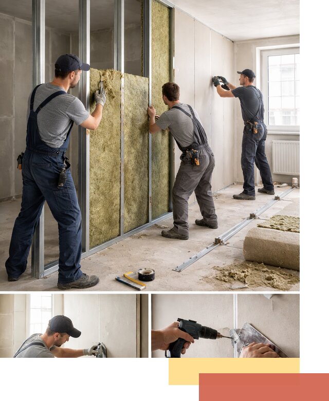 Перегородка из гипсокартона с шумоизоляцией в Новом Уренгое — монтаж под ключ