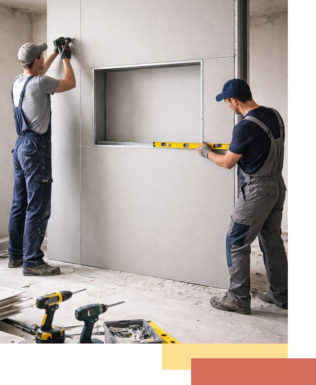 Перегородка из гипсокартона с нишей под декор в Новом Уренгое