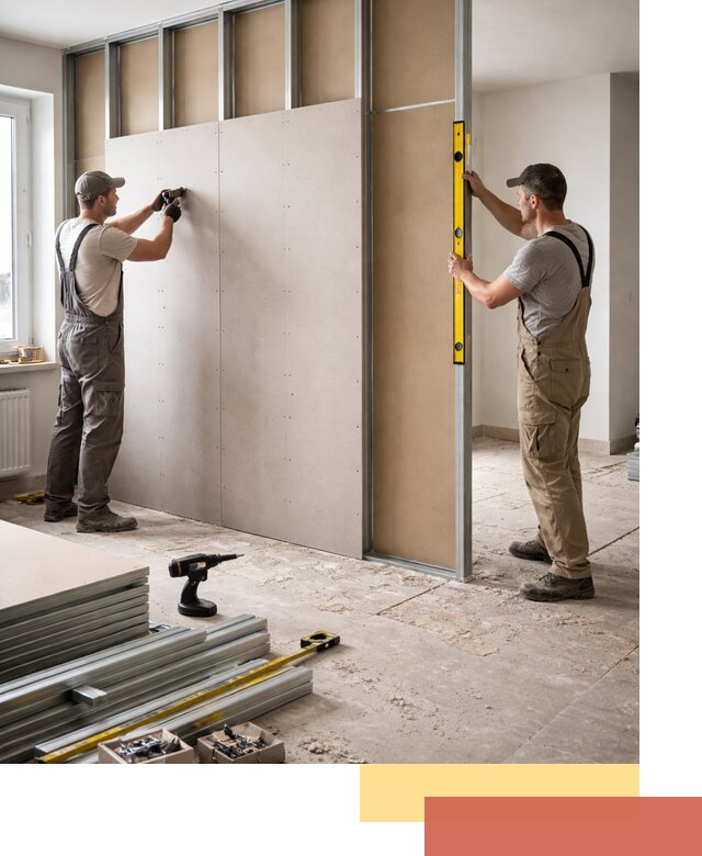 Зонирующая перегородка из гипсокартона под ключ в Новом Уренгое