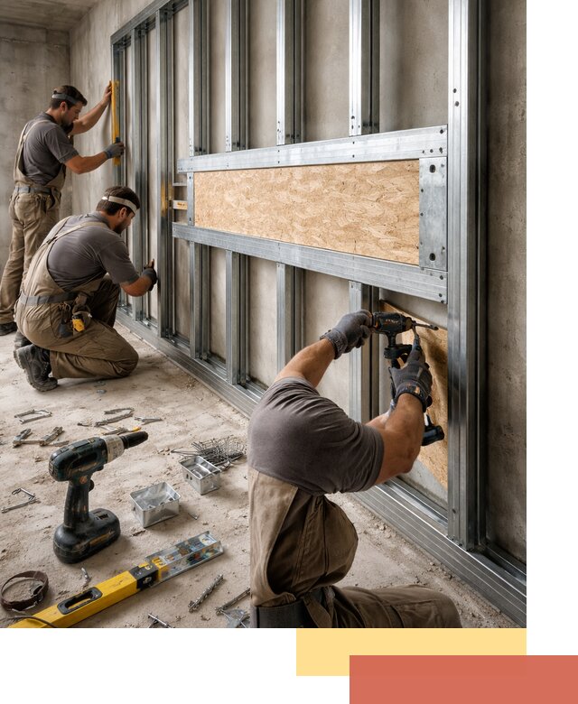 Усиленная перегородка для крепления тяжёлых конструкций в Новом Уренгое