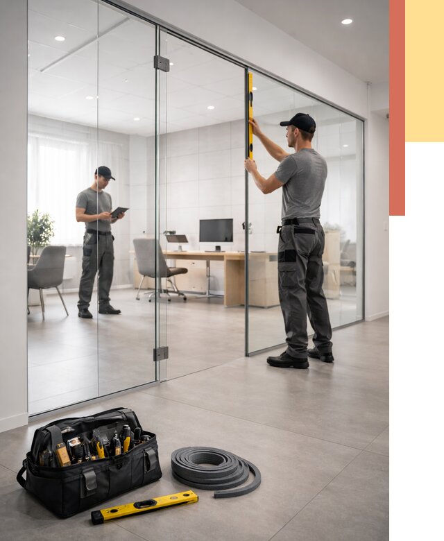 Цельностеклянные перегородки под ключ в Новом Уренгое от 9878 руб. — монтаж и цены | ОТДЕЛОЧНИК-Нвг