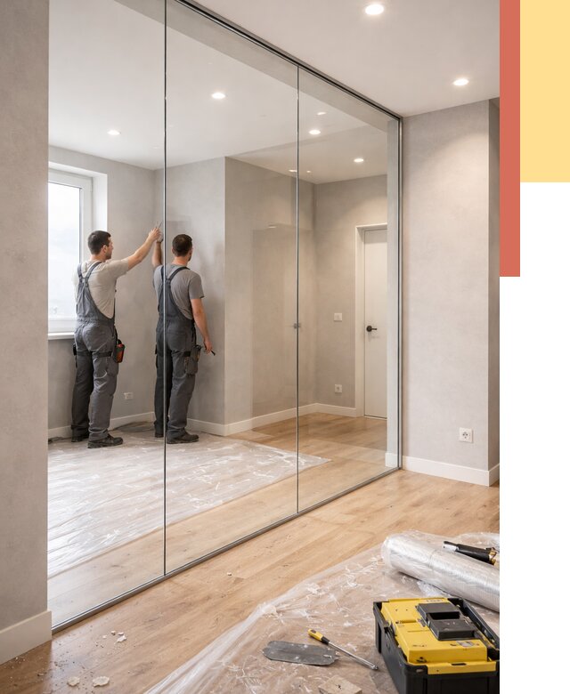 Безрамные стеклянные перегородки в Новом Уренгое — монтаж от 9878 руб. | ОТДЕЛОЧНИК-Нвг