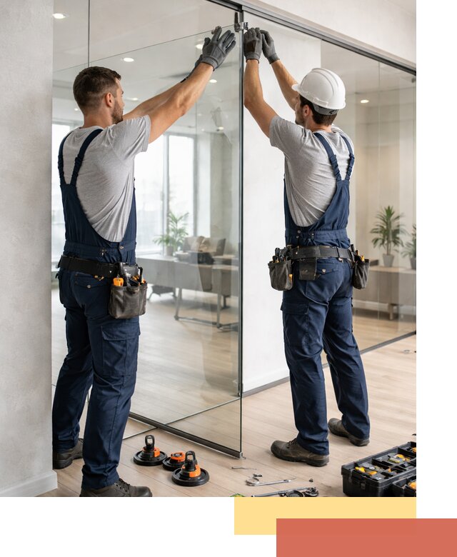 Безрамные стеклянные перегородки под ключ в Новом Уренгое