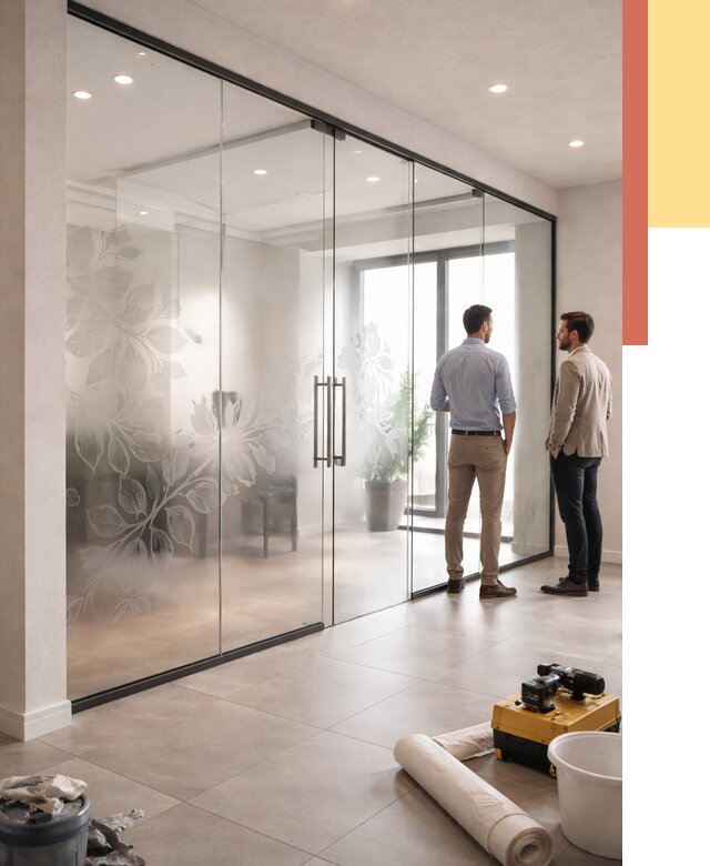 Стеклянные перегородки с рисунком в Новом Уренгое от 12998 руб. монтаж и нанесение | ОТДЕЛОЧНИК-Нвг