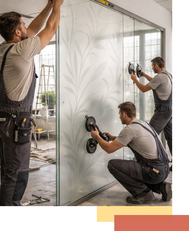 Стеклянные перегородки с рисунком на заказ в Новом Уренгое