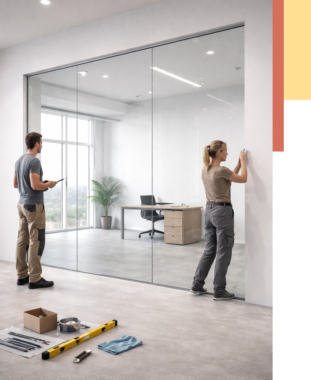 Перегородки из закаленного стекла в Новом Уренгое от 9878 руб. под ключ | ОТДЕЛОЧНИК-Нвг