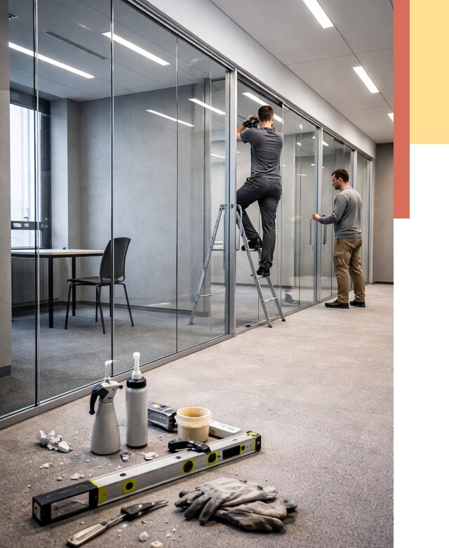 Стеклянные офисные перегородки в Новом Уренгое от 8838 руб. — монтаж и установка | ОТДЕЛОЧНИК-Нвг