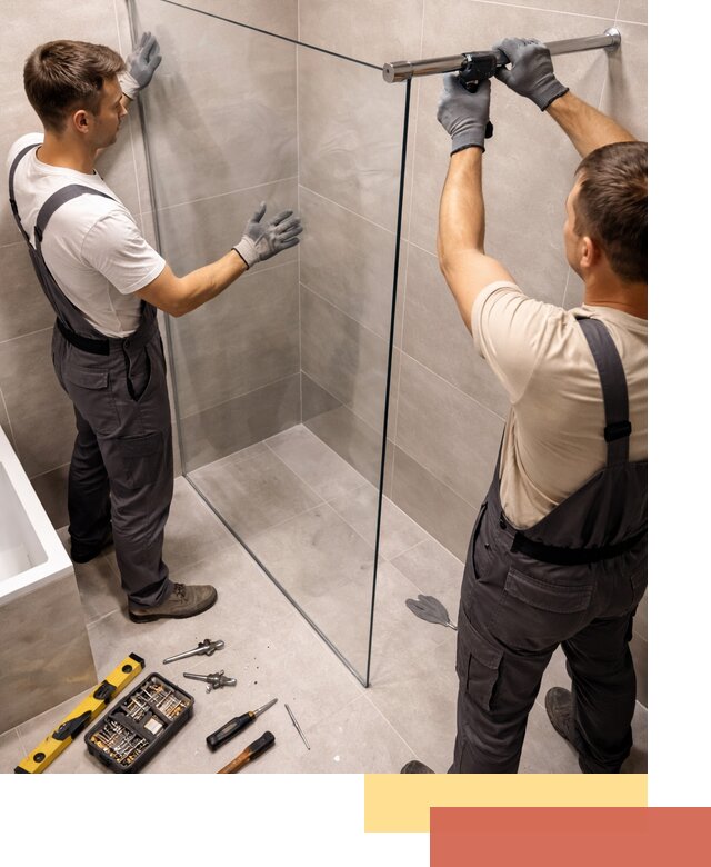 Стеклянные перегородки для душа в Новом Уренгое — изготовление и монтаж