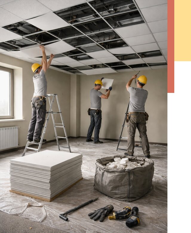 Демонтаж потолка Армстронг в Новом Уренгое от 4679 руб. быстро и недорого | ОТДЕЛОЧНИК-Нвг