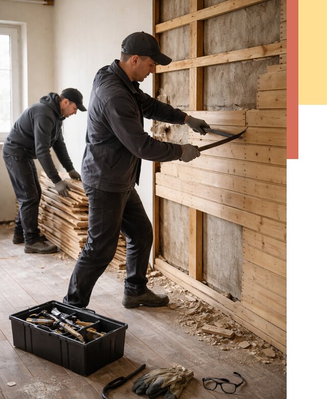 Демонтаж вагонки в Новом Уренгое от 3951 руб/м2 — быстро и недорого | ОТДЕЛОЧНИК-Нвг