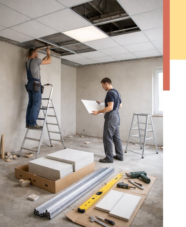 Монтаж потолка армстронг в Новом Уренгое от 4679 руб/м2 — быстрая установка под ключ | ОТДЕЛОЧНИК-Нвг