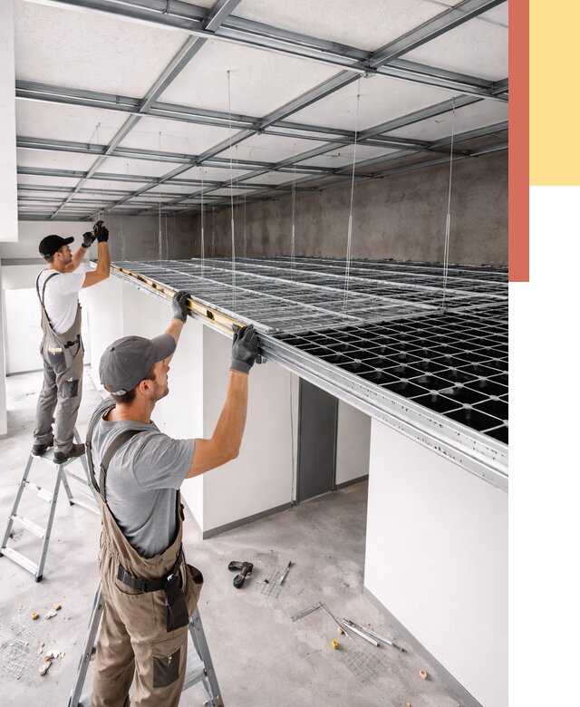 Монтаж потолка грильято в Новом Уренгое от 468 руб./м² — быстрая сборка под ключ | ОТДЕЛОЧНИК-Нвг