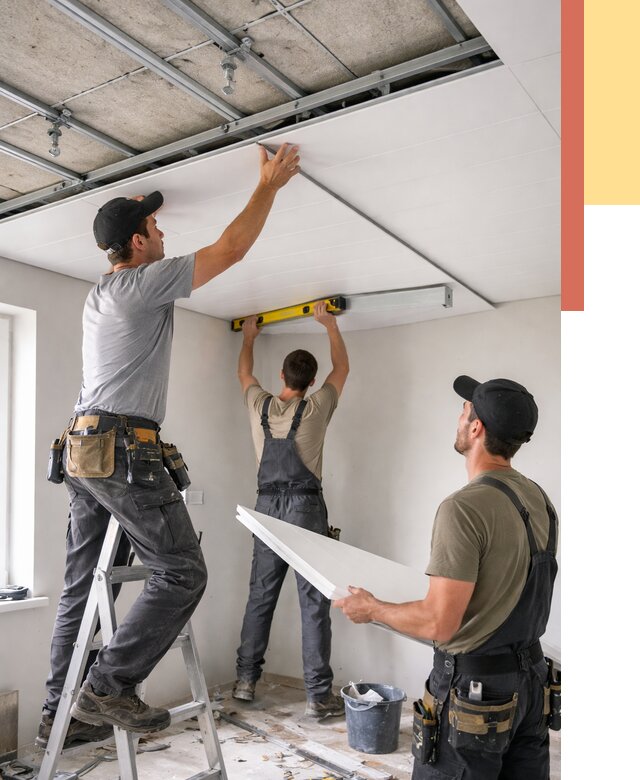 Монтаж потолка из ПВХ панелей в Новом Уренгое от 3639 руб./м2 — быстро и недорого | ОТДЕЛОЧНИК-Нвг