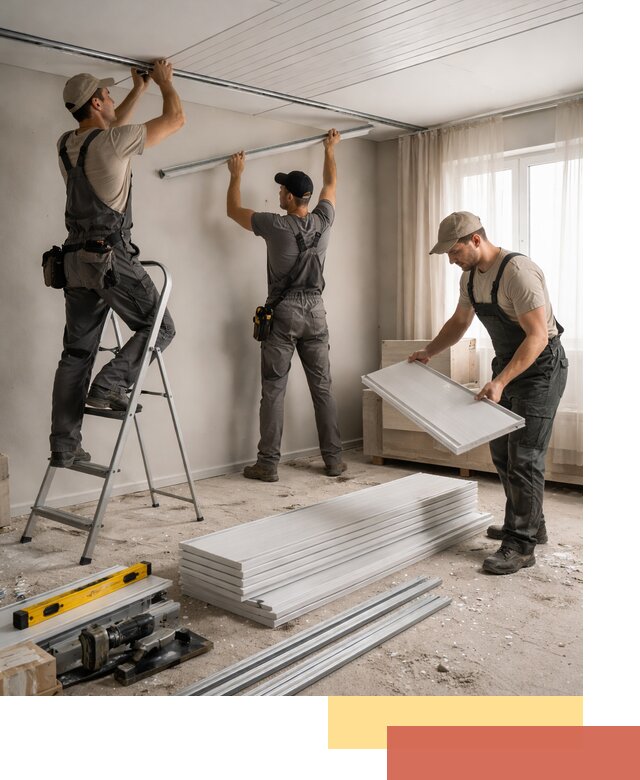 Монтаж потолка из ПВХ панелей в Новом Уренгое оперативно и качественно