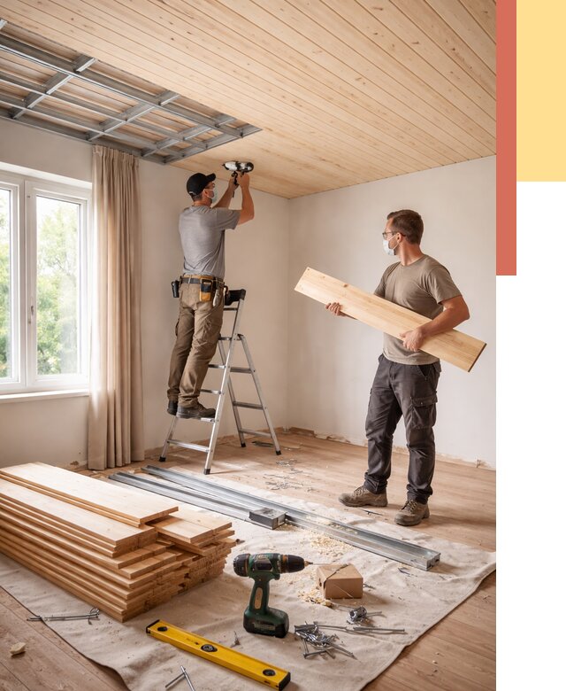 Монтаж потолка из вагонки в Новом Уренгое от 6759 руб. | Быстро и недорого — ОТДЕЛОЧНИК-Нвг