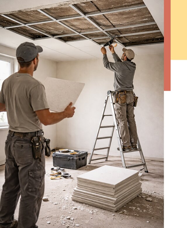 Замена плит подвесного потолка в Новом Уренгое от 1820 руб. быстро и недорого | ОТДЕЛОЧНИК-Нвг