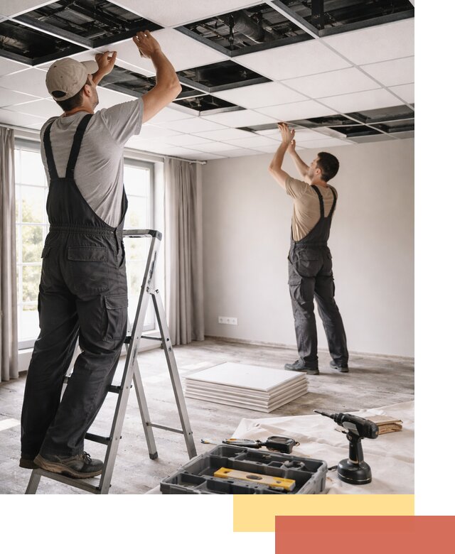 Замена плит подвесного потолка в Новом Уренгое быстро и качественно