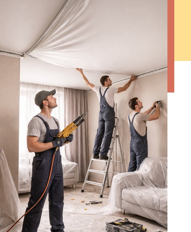 Установка натяжного потолка в Новом Уренгое от 4679 руб. | Быстро и недорого — ОТДЕЛОЧНИК-Нвг